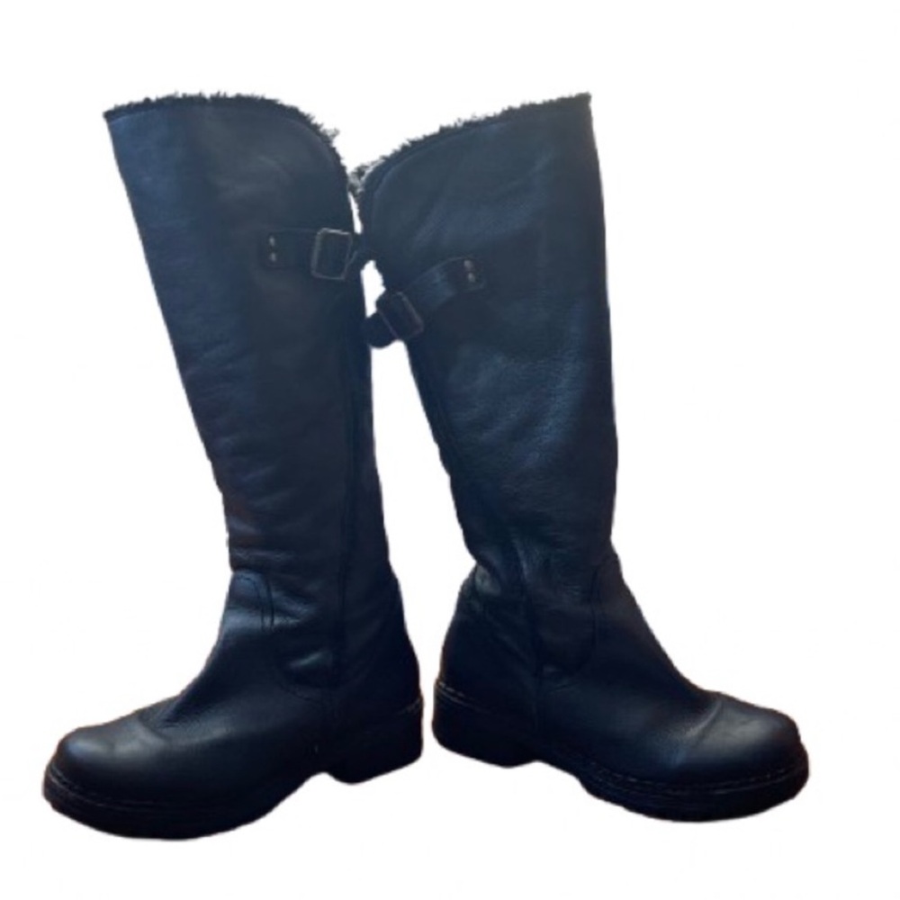 Musse & Cloud Black Lug Sole Fleece Lined Moto Boots EUR 40 / US 9 - Picture 3 of 11